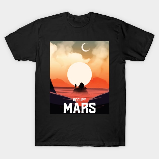 Occupy Mars Retro T-Shirt by Beltschazar